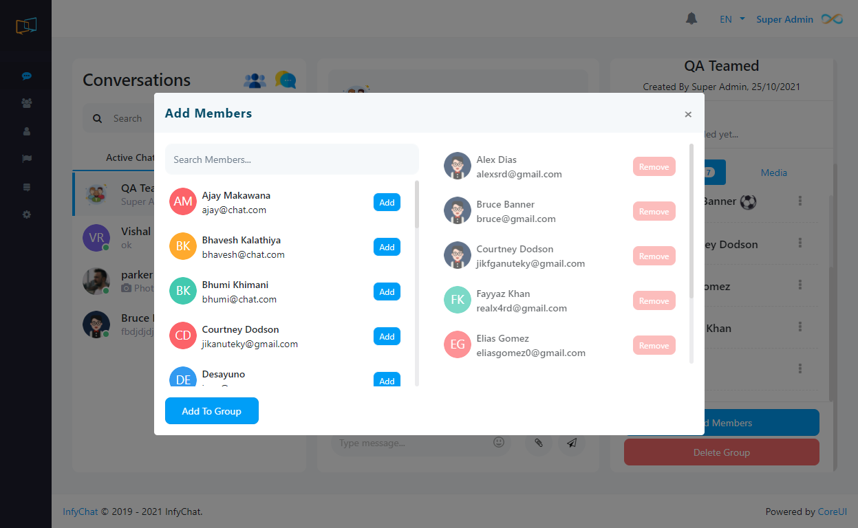 Add New Members in Group / Remove Member